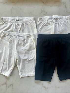 4 pairs Cat & Jack Girls Bike Shorts Comfortable Bike Shorts - 3 White + 1 Black